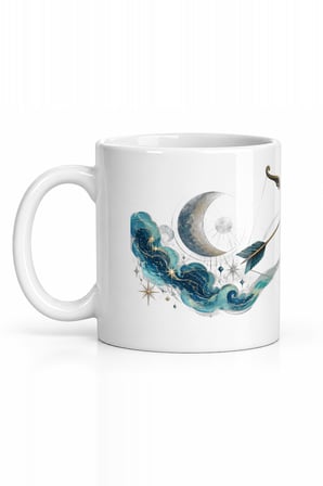 Seramik Kupa Yay Burcu Baskılı 300 ml Astroloji Temalı Hediyelik Kahve Çay Kupası Özel Tasarım