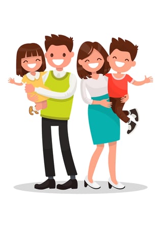 Aile Sevgisi Renkli Cizgi Baskılı Erkek Oversize Tişört