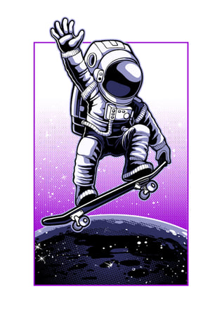 Kadın Astronot Kaykay Baskılı Tişört Uzay Temalı Grafik Desen Kısa Kollu Yuvarlak Yaka Rahat Kesim