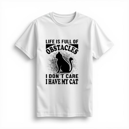 Kedi Sevgisiyle Dolu Yaşam Baskılı Kadın Tişört