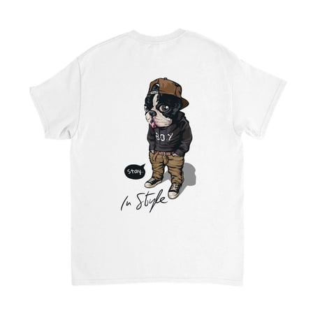 Retro Köpek - Modayla Kalır Mesajı Baskılı Erkek Tişört