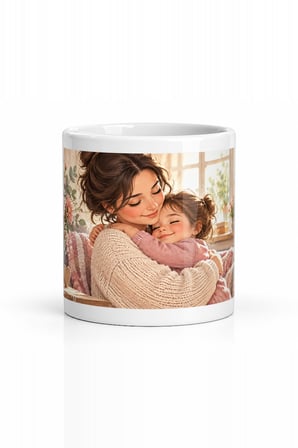 Seramik Kupa Anne Sevgisi Temalı Baskılı 300 ml Hediyelik Kahve Çay Kupası Özel Tasarım Kahve Kupası
