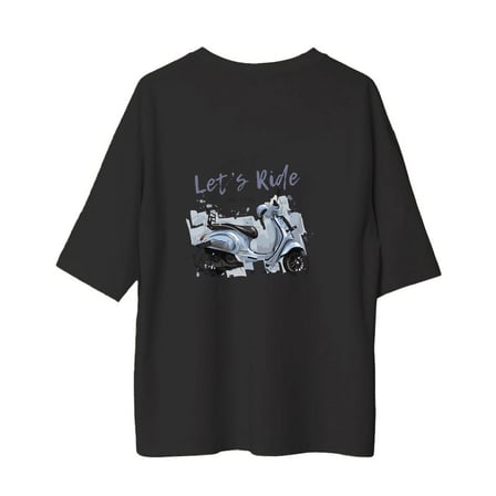Kadın Oversize Scooter Baskılı Tişört Retro Nostaljik Tasarım Rahat Kesim Günlük Giyim Modern Şık