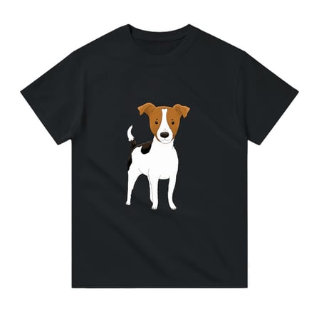 Sevimli Köpek Karikatürü Kahverengi Kulak ve  Baskılı Erkek Tişört