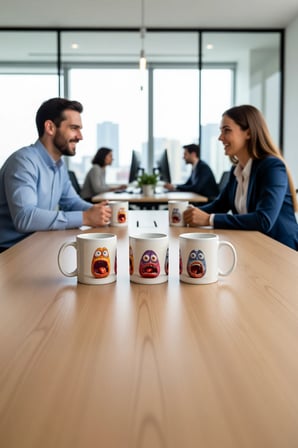 Seramik Kupa Meyve Canavarları Temalı Baskılı 300 ml Hediyelik Kahve Çay Kupası Özel Tasarım