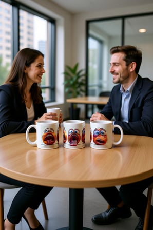 Seramik Kupa Çılgın Cümbüşler Temalı Baskılı 300 ml Hediyelik Kahve Çay Kupası Özel Tasarım Ofis