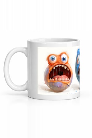 Seramik Kupa Fantezi Dişli Canavarlar Baskılı 300 ml Hediyelik Kahve Çay Kupası Özel Tasarım
