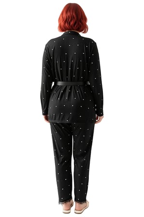 Kadın Kalp Desenli 3 Parça Pijama Takımı Fonksiyonel Dayanıklı Kaliteli Konforlu Estetik Şık