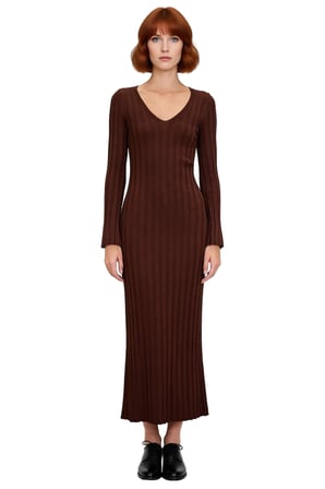 Kadın Bodycon V Yaka Maxi Boy Uzun Kollu Düz Desen Triko Elbise Kış Sezonu İçin Şık Ve Rahat