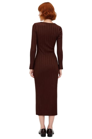 Kadın Bodycon V Yaka Maxi Boy Uzun Kollu Düz Desen Triko Elbise Kış Sezonu İçin Şık Ve Rahat