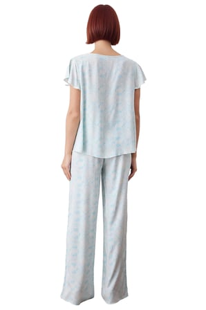 Kadın Etnik Desenli V Yaka Kısa Kollu Pijama Takımı Fonksiyonel Dayanıklı Kaliteli Estetik