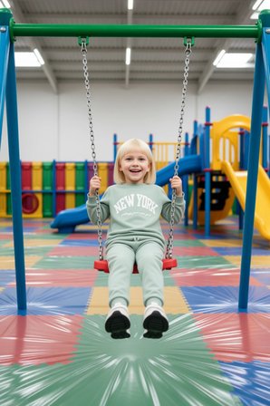 Kız Çocuk Alt-Üst Pamuklu New York Baskılı Bisiklet Yaka Sweatshirt ve Eşofman Takımı Kaliteli Şık