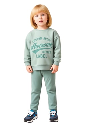 Kız Çocuk Slogan Baskılı Bisiklet Yaka Polar Sweatshirt ve Tayt Takımı Kaliteli Şık Rahat