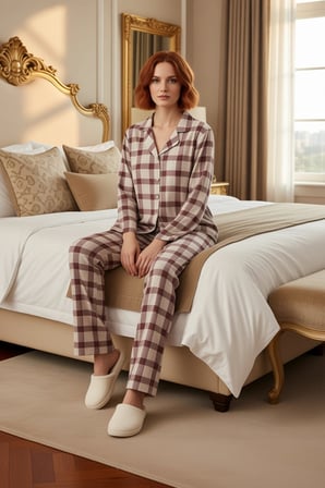Kadın Ekose Flanel Gömlek Pantolon Pijama Takımı Fonksiyonel Dayanıklı Kaliteli Konforlu Şık