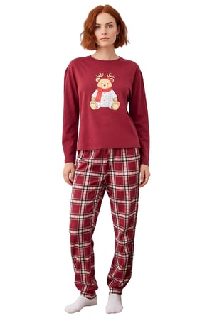 Kadın Kışlık Yılbaşı Temalı Bisiklet Yaka Pijama Takımı Fonksiyonel Dayanıklı Kaliteli Şık