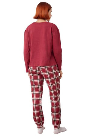 Kadın Kışlık Yılbaşı Temalı Bisiklet Yaka Pijama Takımı Fonksiyonel Dayanıklı Kaliteli Şık