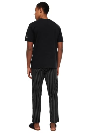 Erkek Çizgili Pijama Takımı Bisiklet Yaka Kısa Kollu Fonksiyonel Dayanıklı Kaliteli Modern