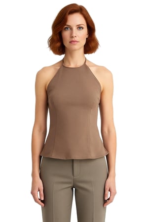 Kadın Halter Yaka Gabardin Dokuma Bluz Şık Ve Konforlu Günlük Stil Kaliteli Şık Rahat Modern