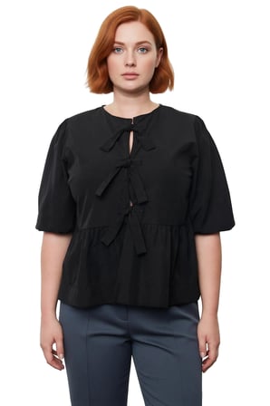 Kadın Kahverengi Düz Desenli Dokuma Bluz Uzun Boy A line Siluet Cool & Comfort Persona Truvakar Kol