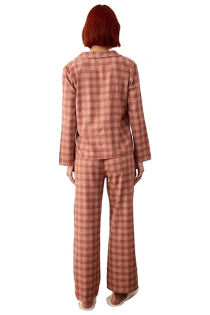 Kadın Ekose Flanel Gömlek Pantolon Pijama Takımı Fonksiyonel Dayanıklı Kaliteli Konforlu Şık