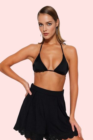 Kadın Moda Yüksek Bel Geniş Paça Crinkle Dokuma Şort Yazlık Şort Günlük Kullanım