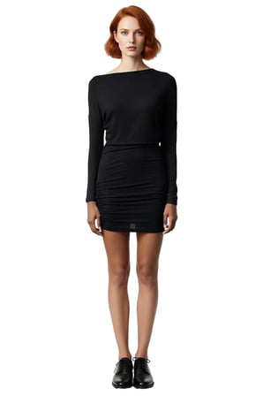 Kadın Bodycon Kalıp Kayık Yaka Uzun Kollu Örme Mini Elbise Smart Casual Günlük Şıklığı İçin İdeal