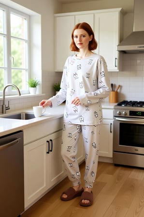 Kadın Göz Baskılı Bisiklet Yaka Uzun Kollu Pijama Takımı Fonksiyonel Dayanıklı Kaliteli Şık