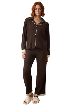 Kadın Viskon Gömlek Ve Boru Paça Pijama Takımı Fonksiyonel Dayanıklı Kaliteli Konforlu Şık