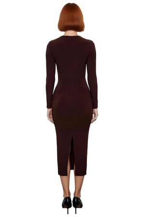 Kadınlar İçin Bodycon Kesim Uzun Kollu Midi Boy Choker Yaka Şık Gece Elbisesi Zarif Detaylarla