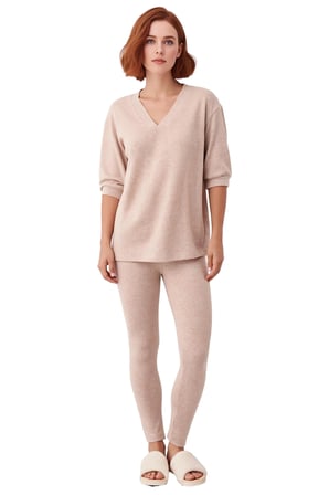 Kadın Yumoş V Yaka Uzun Kollu Pijama Takımı Fonksiyonel Dayanıklı Kaliteli Konforlu Modern