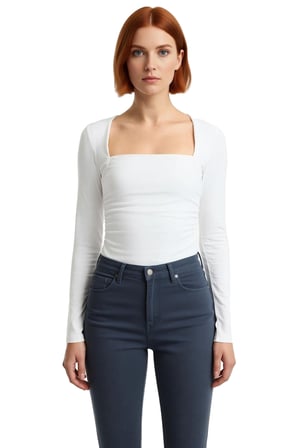 Kadın Bordo Kare Yaka Fitted Uzun Kollu Bluz Likralı Penye Süprem Dokuma Kışlık Casual Giyim İçin