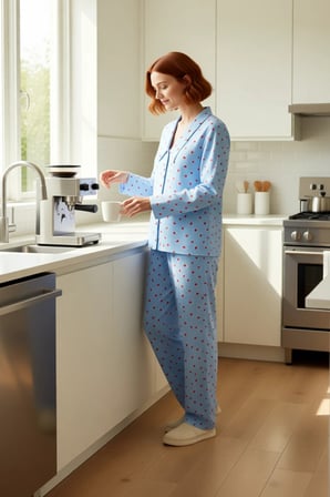 Kadın Kalp Desenli Gömlek Yaka Pijama Takımı Fonksiyonel Dayanıklı Kaliteli Konforlu Rahat