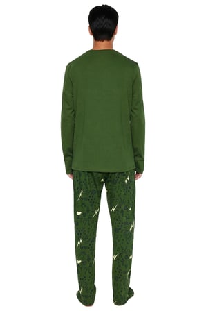 Erkek Haki Galaksi Desenli Nakışlı Pijama Takımı Fonksiyonel Dayanıklı Kaliteli Konforlu Şık
