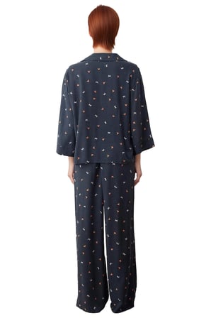 Kadın Viskon Dokuma Baskılı Gömlek Pantolon Pijama Takımı Fonksiyonel Dayanıklı Kaliteli Şık