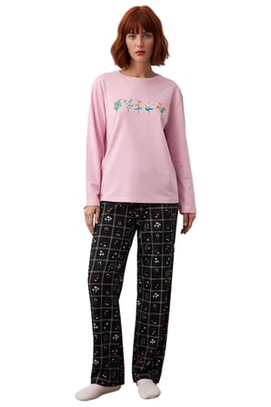 Kadin Kurdele Desenli Kirmizi Puantiyeli Pijama Takımı Fonksiyonel Dayanıklı Kaliteli Spor