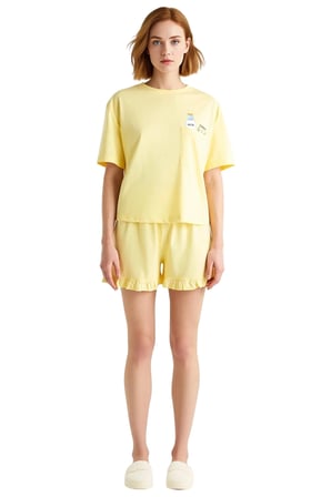 Kadın Pamuklu Örme Pijama Takımı Yazlık Kısa Şortlu Rahat Tasarım Ve Şık Mükemmel Uyum