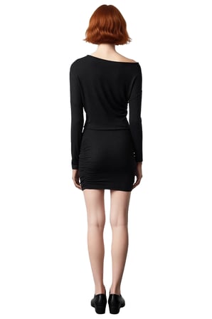 Kadın Bodycon Kalıp Kayık Yaka Uzun Kollu Örme Mini Elbise Smart Casual Günlük Şıklığı İçin İdeal
