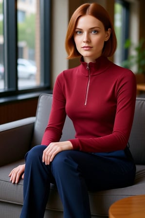 Kadın Fitted Vücuda Oturan Dik Yaka Fermuarlı Uzun Kol Esnek Örme Bluz Modern Cool & Comfort Tarzı