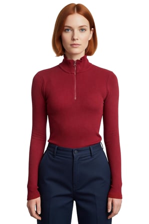 Kadın Fitted Vücuda Oturan Dik Yaka Fermuarlı Uzun Kol Esnek Örme Bluz Modern Cool & Comfort Tarzı
