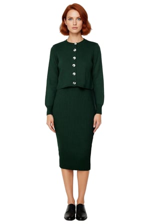 Kadın Gri Midi Bodycon Triko Elbise ve Kısa Hırka İkili Takım Sonbahar Kış Stili Kaliteli Şık
