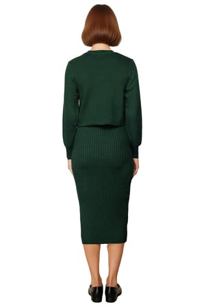 Kadın Gri Midi Bodycon Triko Elbise ve Kısa Hırka İkili Takım Sonbahar Kış Stili Kaliteli Şık