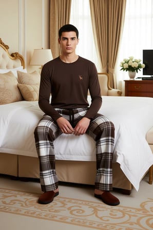 Erkek Ekose Flanel Pijama Takımı Bisiklet Yaka Fonksiyonel Dayanıklı Kaliteli Konforlu Şık