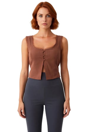 Yazlık Pamuklu Crop Bluz Fitted Kalıp Kare Yaka Günlük Stil Dayanıklı Malzeme Seçkin