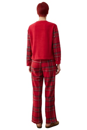 Kadin Kirmizi Ayicikli Polar Pijama Takımı Fonksiyonel Dayanıklı Kaliteli Konforlu Estetik