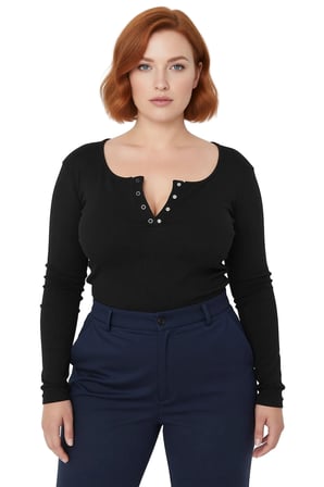 Kadın Havuz Yaka Uzun Kollu Fitted Vücuda Oturan Örme Crop Bluz Büyük Beden Cool Comfort
