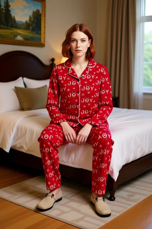 Kadin Kirmizi Hayvan Desenli Polar Pijama Takımı Fonksiyonel Dayanıklı Kaliteli Konforlu Şık