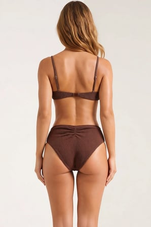 Kadın Bralette Kaplı Bikini Takımı Normal Bel Kolsuz Aksesuarlı Dokulu Örme Kumaş Regular Kalıp