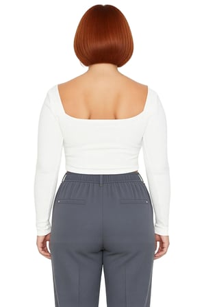 Kadın Fittilli Biye Detaylı Örme Crop Bluz Cool & Comfort Tarzıyla İlkbahar Sonbahar İçin İdeal