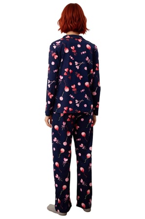 Kadin Kalpli Baskılı Gömlek Yaka Pijama Takımı Fonksiyonel Dayanıklı Kaliteli Konforlu Şık