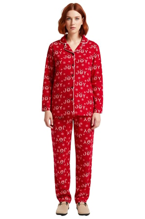 Kadin Kirmizi Hayvan Desenli Polar Pijama Takımı Fonksiyonel Dayanıklı Kaliteli Konforlu Şık